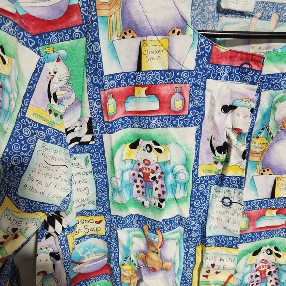 Cherokee Scrub Top Womens Size Medium Veterinarian Dogs Cats Long Sleeve Uniform - Picture 4 of 4